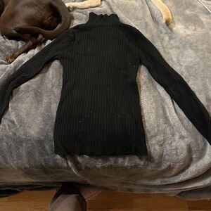 Black Ribbed Turtleneck Sweater